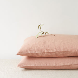 Set of Two Linen Bed Pillow Case in Cafe Creme