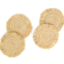 Load image into Gallery viewer, Natural Drink Coasters with Fringe Set of 4