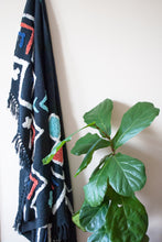 Load image into Gallery viewer, boho throw black with embellishments in orange and turquoise