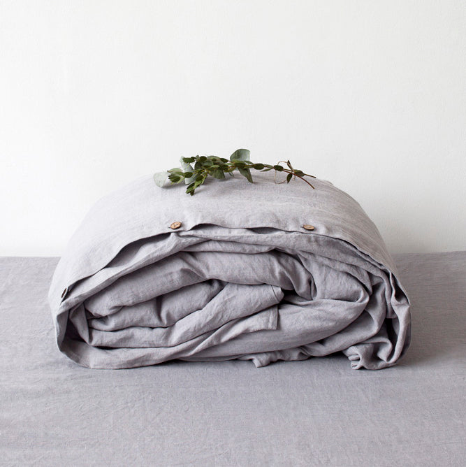 Linen Duvet Cover in Light Grey