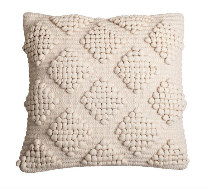 Beige textured throw pillow