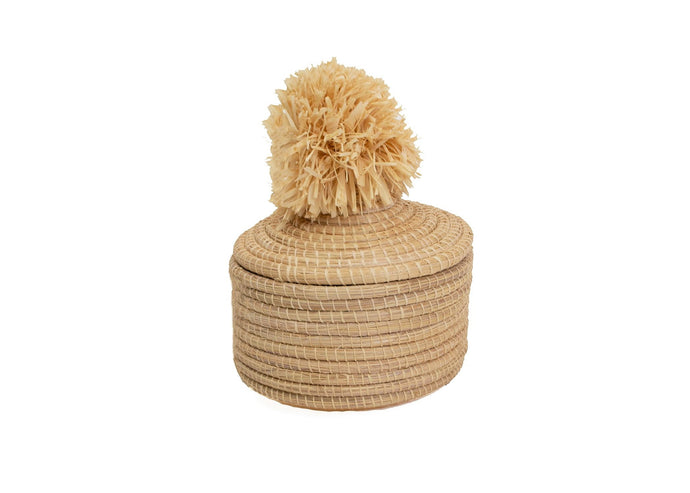 Small Box with Pom Pom in Natural