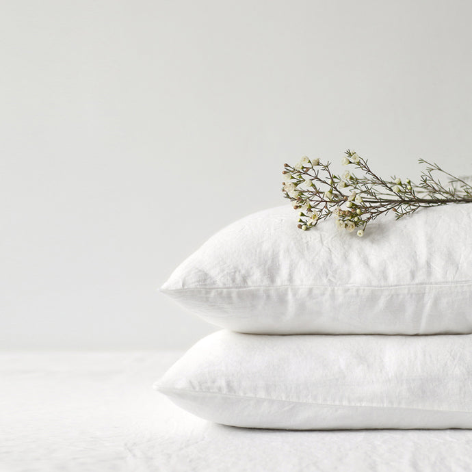 Set of Two Linen Bed Pillow Case in White