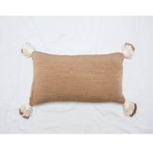 Load image into Gallery viewer, designer lumbar neutral camel pillow with tassels