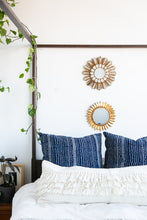 Load image into Gallery viewer, Indigo blue pillow with white pattern 24"x24"