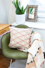 Load image into Gallery viewer, Decorative throw pillow with camel, green, and gray designs
