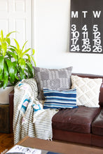 Load image into Gallery viewer, Gray handblock printed pillow 24" x 24"