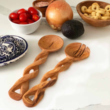 Load image into Gallery viewer, 8-Inch Hand-Carved Kenyan Salad Serving Set - Jedando Handicrafts