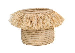 8" Natural Boho Fringed Basket