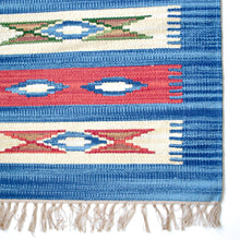 Load image into Gallery viewer, blue and red kilim small area rug 