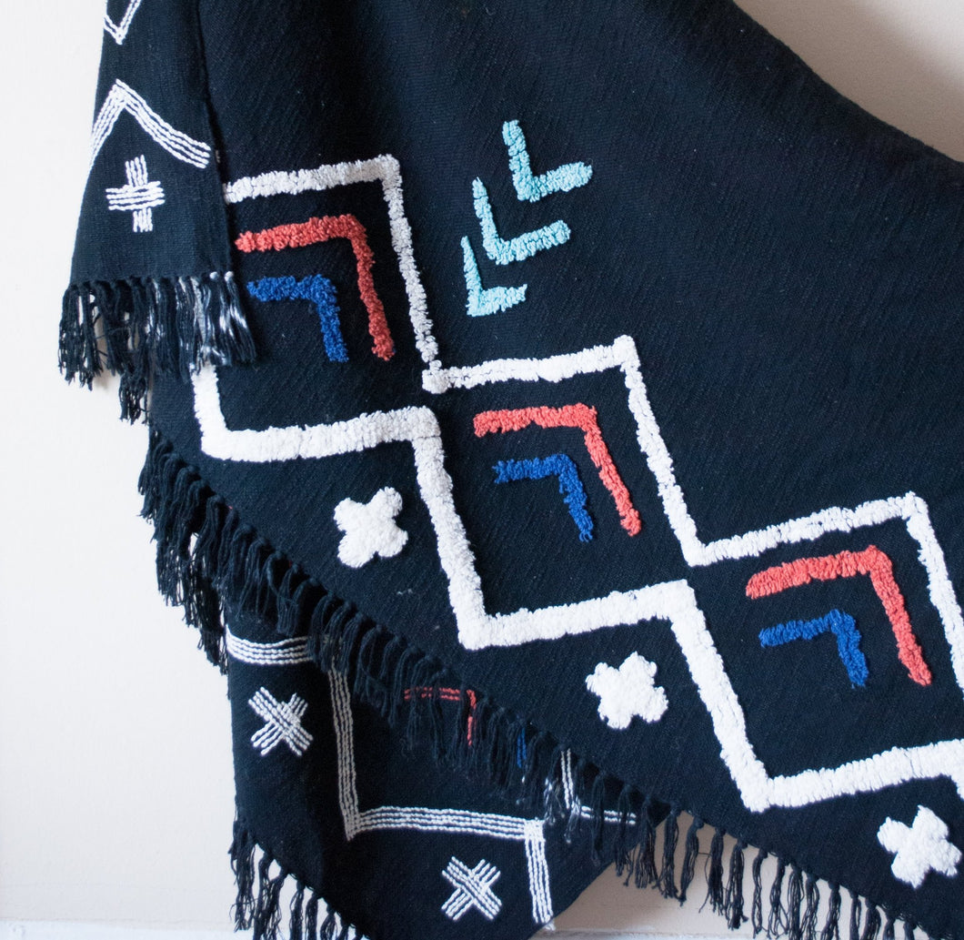 boho throw with embellishments