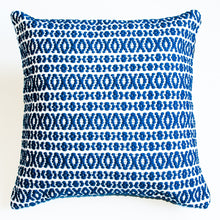 Load image into Gallery viewer, Navy blue patterned accent pillow alternative down insert included