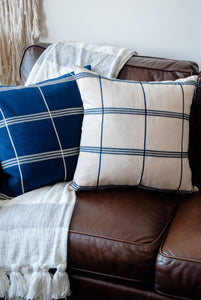 Azul y Blanco Stripes 20"x20" Blue Pillow Cover