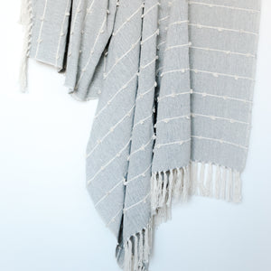 Nudos Neutral Gray and Cream Throw Blanket