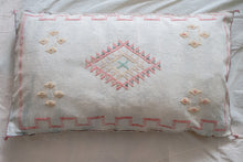 Load image into Gallery viewer, Accent Moroccan Silk Pillow - Lumbar - Off White