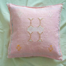 Load image into Gallery viewer, Pink Moroccan Cactus Silk Pillow 18"x18"