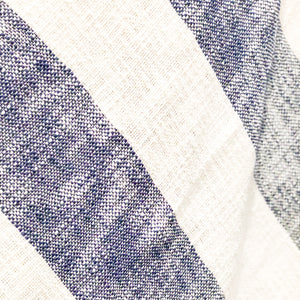 Designer striped throw in navy blue with tassels