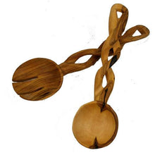 Load image into Gallery viewer, 8-Inch Hand-Carved Kenyan Salad Serving Set - Jedando Handicrafts