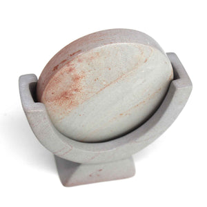 Compass Soapstone Sculpture, Light Gray Stone