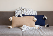 Load image into Gallery viewer, designer neutral lumbar pillow with tassels