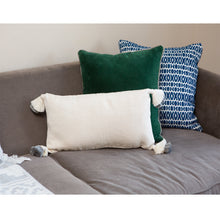 Load image into Gallery viewer, designer lumbar pillow in cream and light gray 